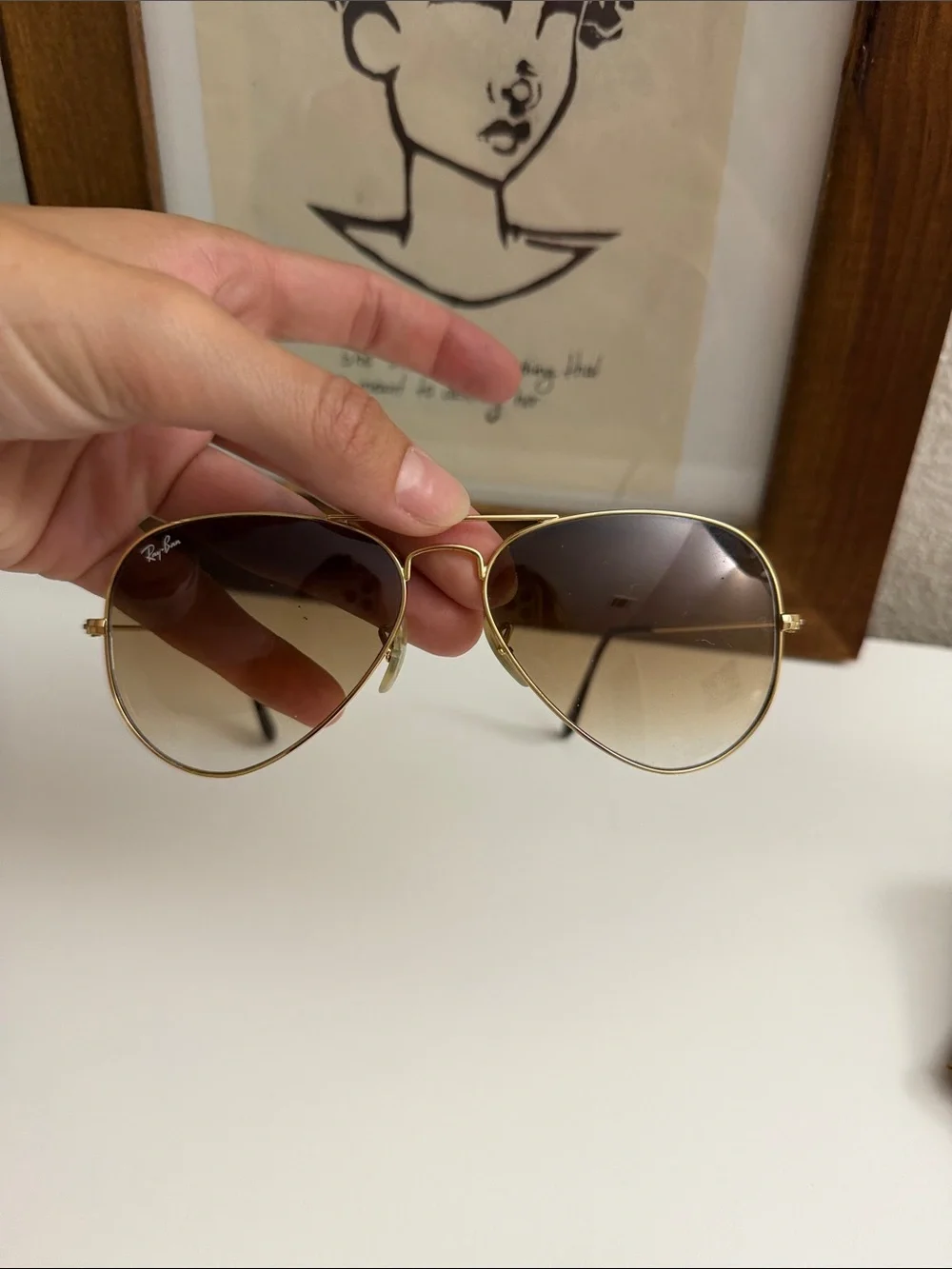 Ray-Ban Men’s Aviator Sunglasses - Gold Frame with Brown Gradient Lenses
